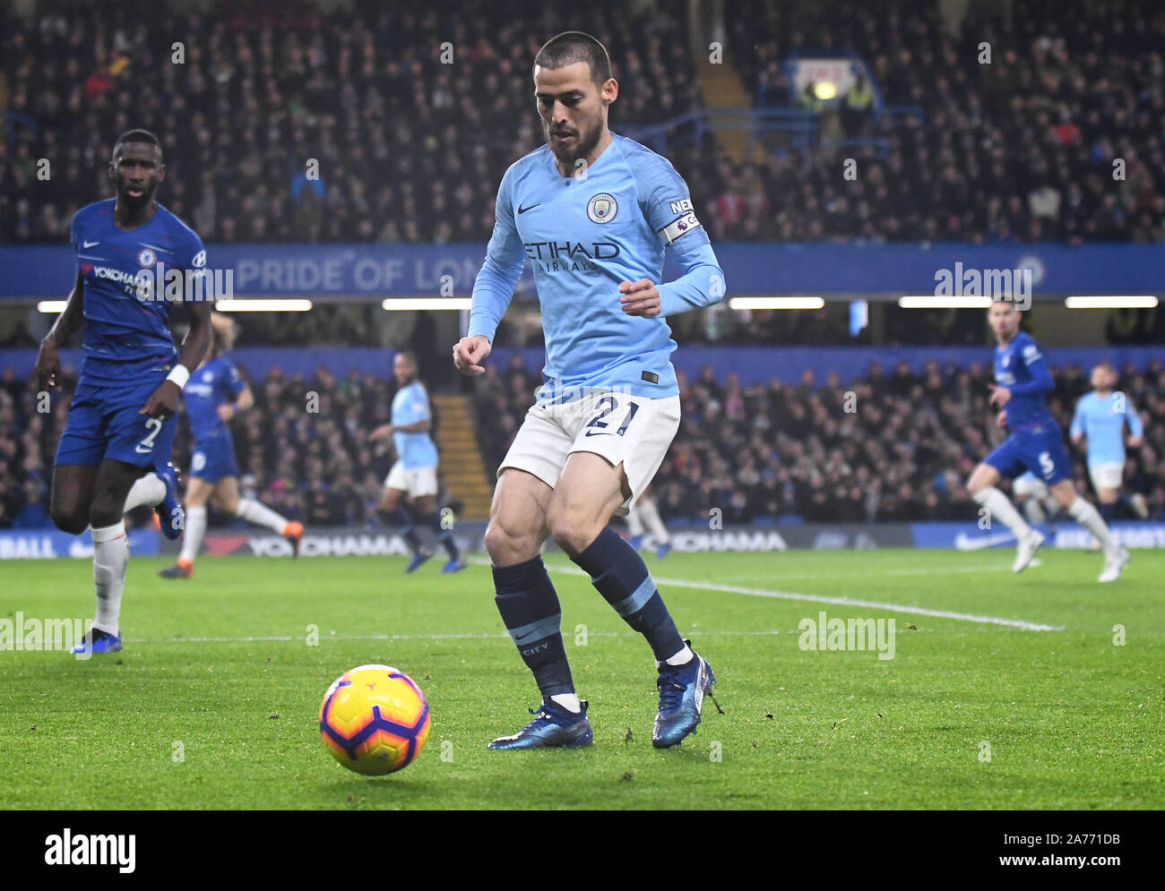 LONDON, ENGLAND - DECEMBER 8, 2018: David Silva of City pictured during the 2018/19 Premier League game between Chelsea FC and Manchester City at Stamford Bridge. Stock Photo