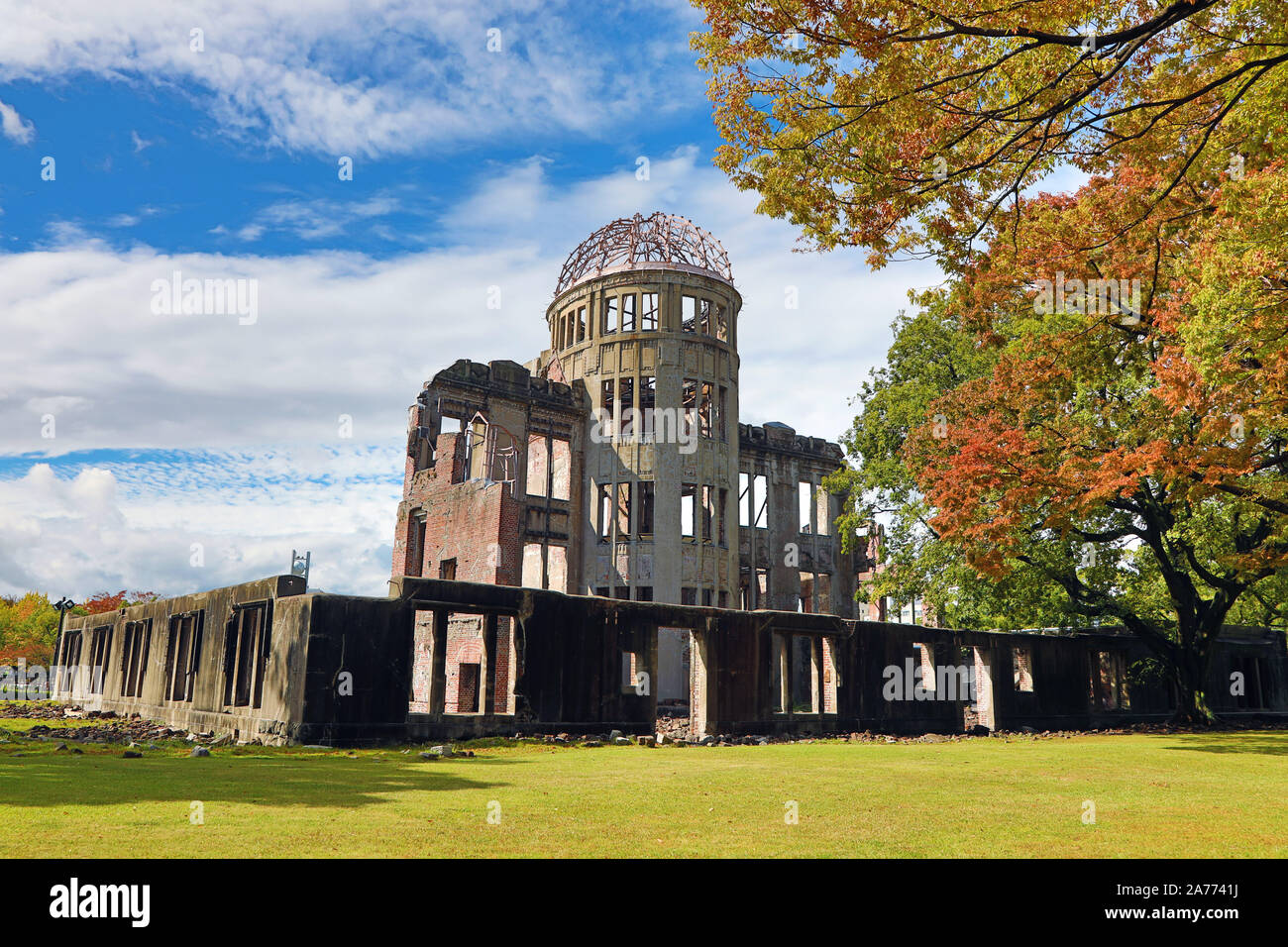 The Genbaku Domu, Atomic Bomb Dome, in the Hiroshima Peace Memorial Park, Hiroshima, Japan Stock Photo