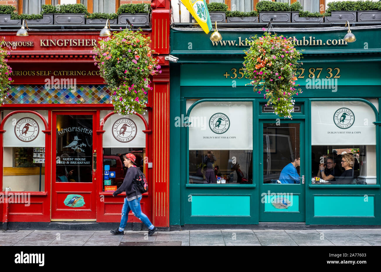 Facade of Kingfisher restaurnt, Parnell street, Dublin, Ireland Stock Photo
