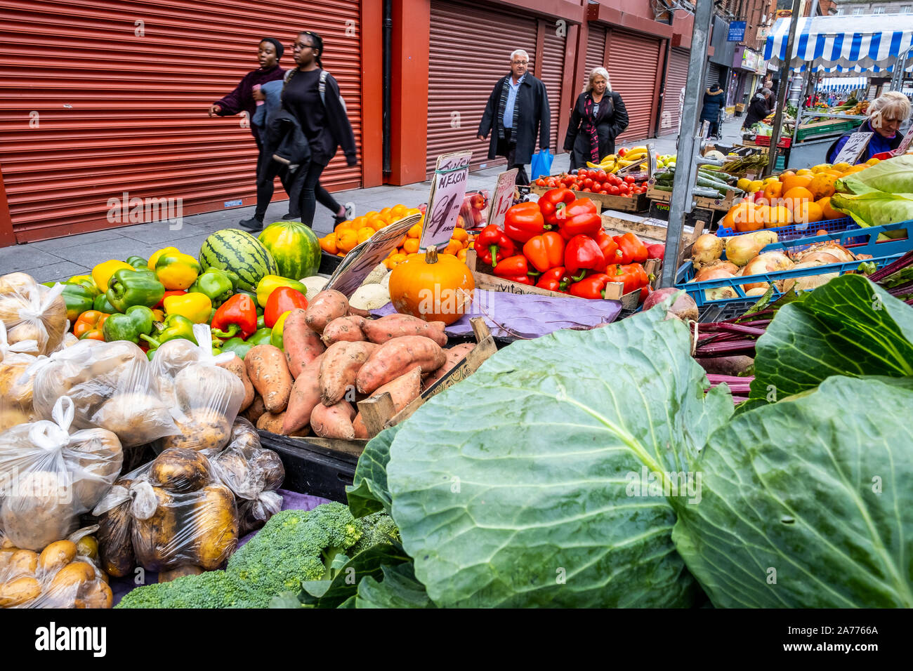 Greengrocery, vegetables, fruits, stall, Moore street market, Dublin, Ireland Stock Photo Alamy
