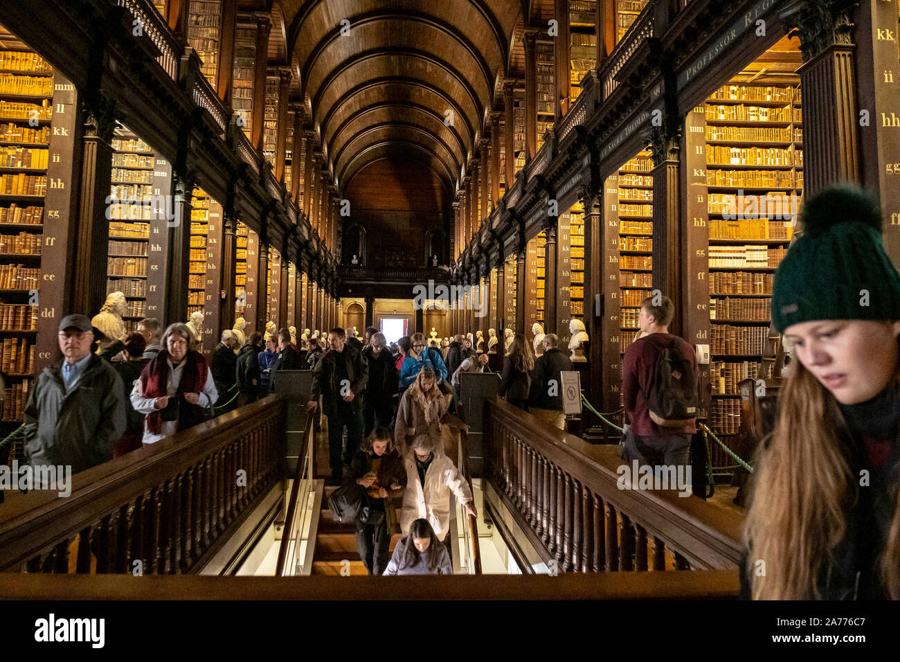 The historic Long Room of the Old Library, in Trinity College, Dublin