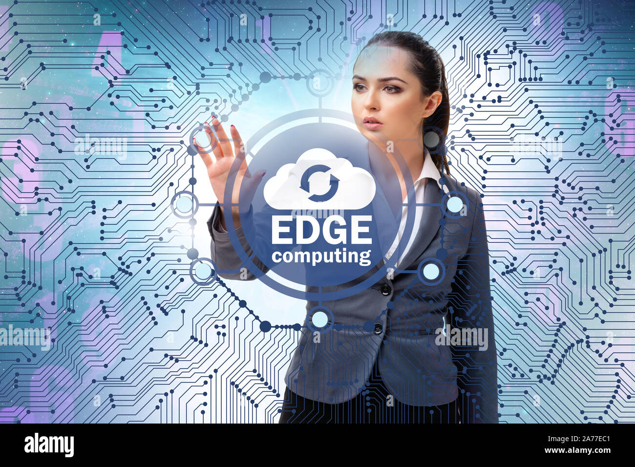 The businessman in edge and fog computing concept Stock Photo - Alamy