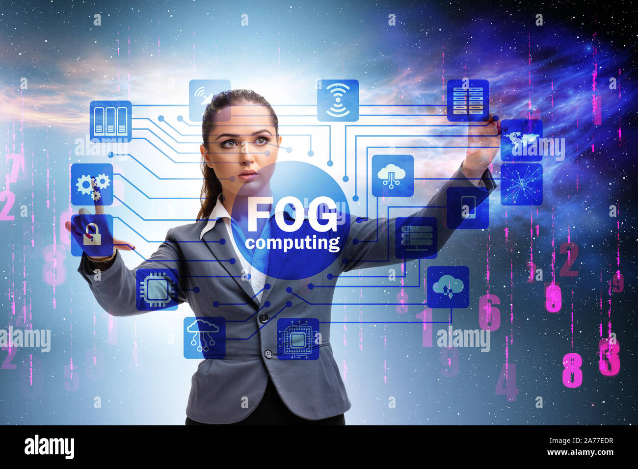 The businessman in edge and fog computing concept Stock Photo - Alamy