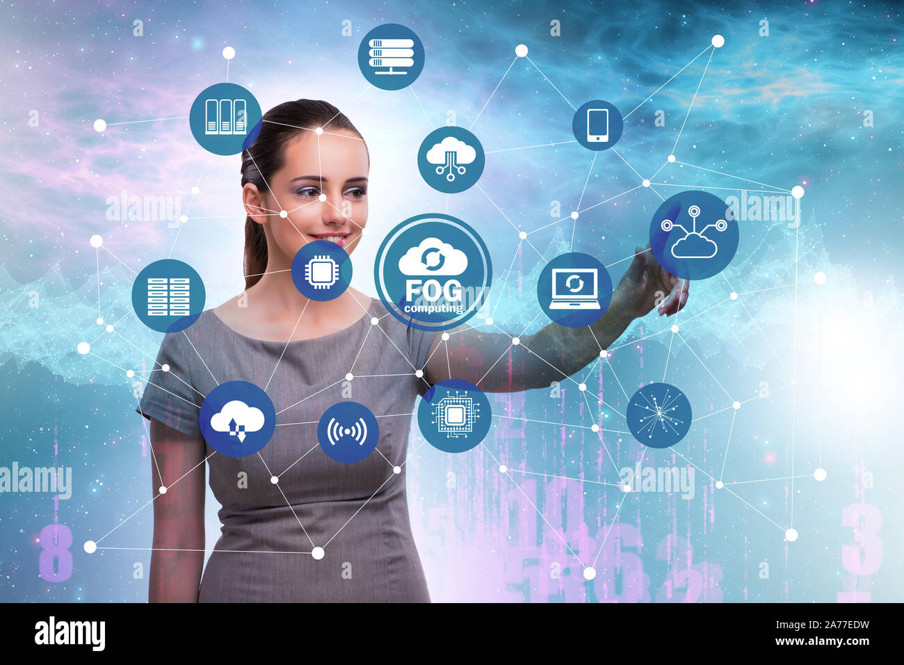 The businessman in edge and fog computing concept Stock Photo - Alamy