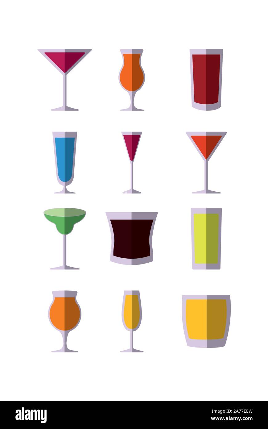 Cocktails icon set pack, High Quality variety symbols Vector ...
