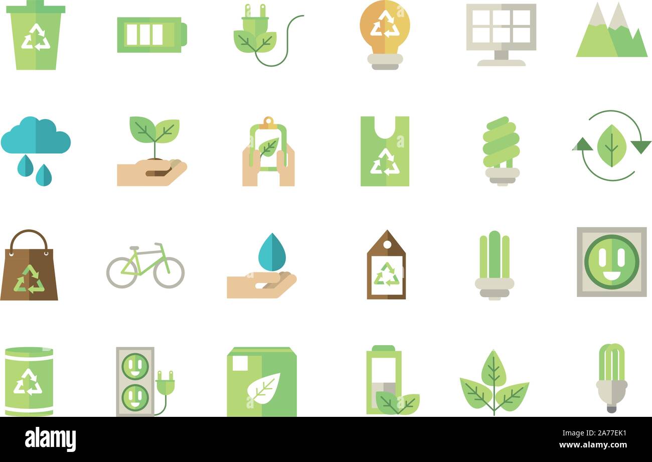 ecological green energy icons collection vector illustration Stock ...