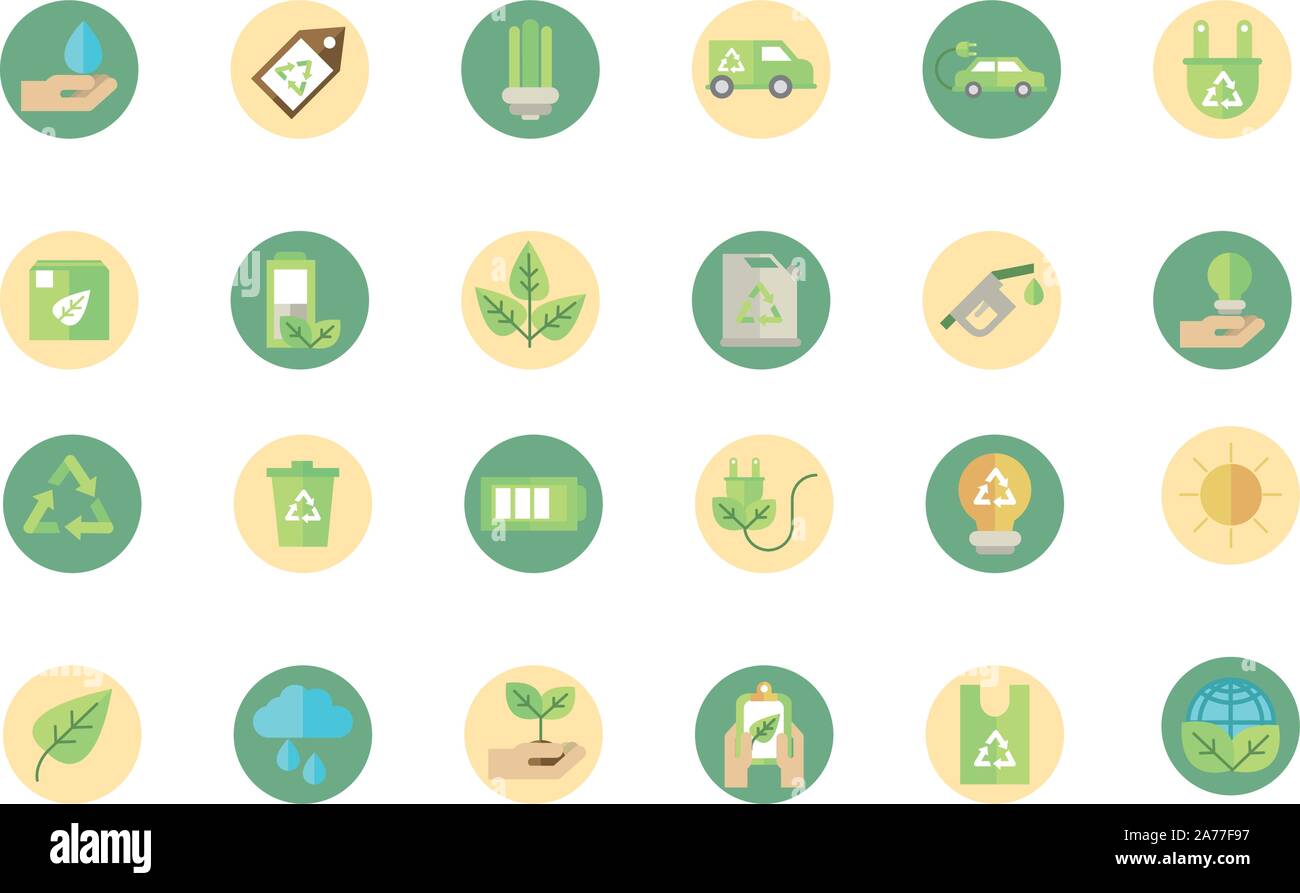ecological green energy block icons collection vector illustration ...
