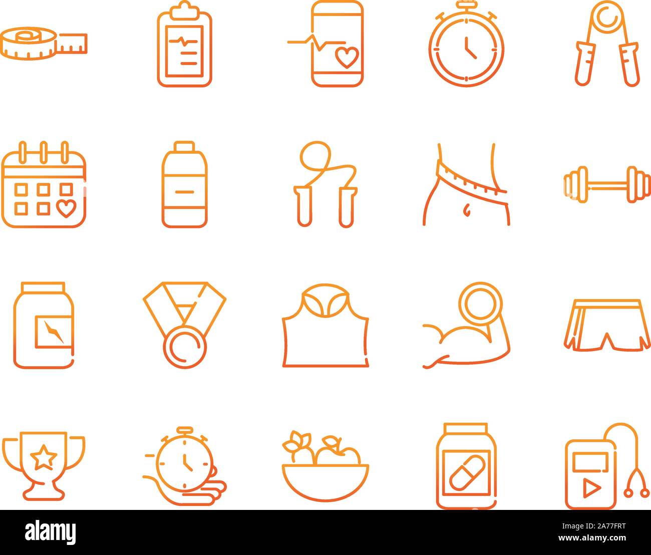 sport gym fitness icons set gradient line vector illustration Stock ...