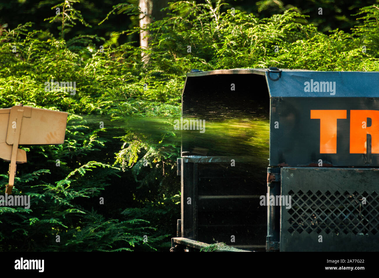 Wood Chipper Heavy duty, commercial wood chipper in operation grinding