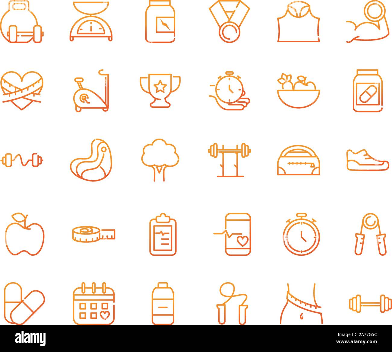 sport gym fitness icons set gradient line vector illustration Stock ...