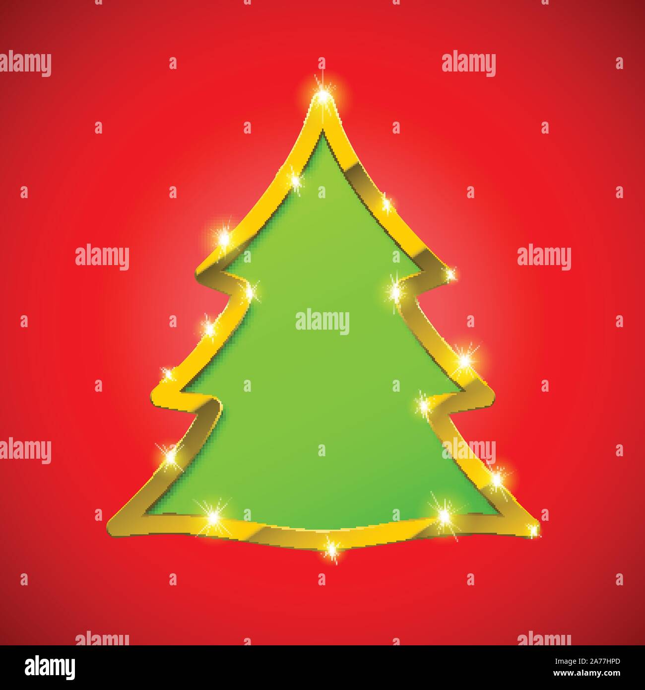 Christmas tree card with golden border Stock Vector Image & Art - Alamy