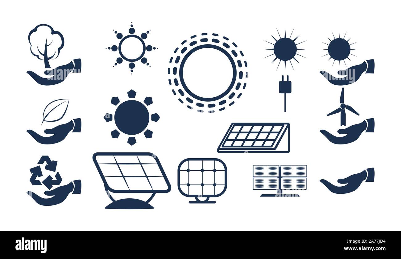 eco and energy icon set pack, High Quality variety symbols Vector ...