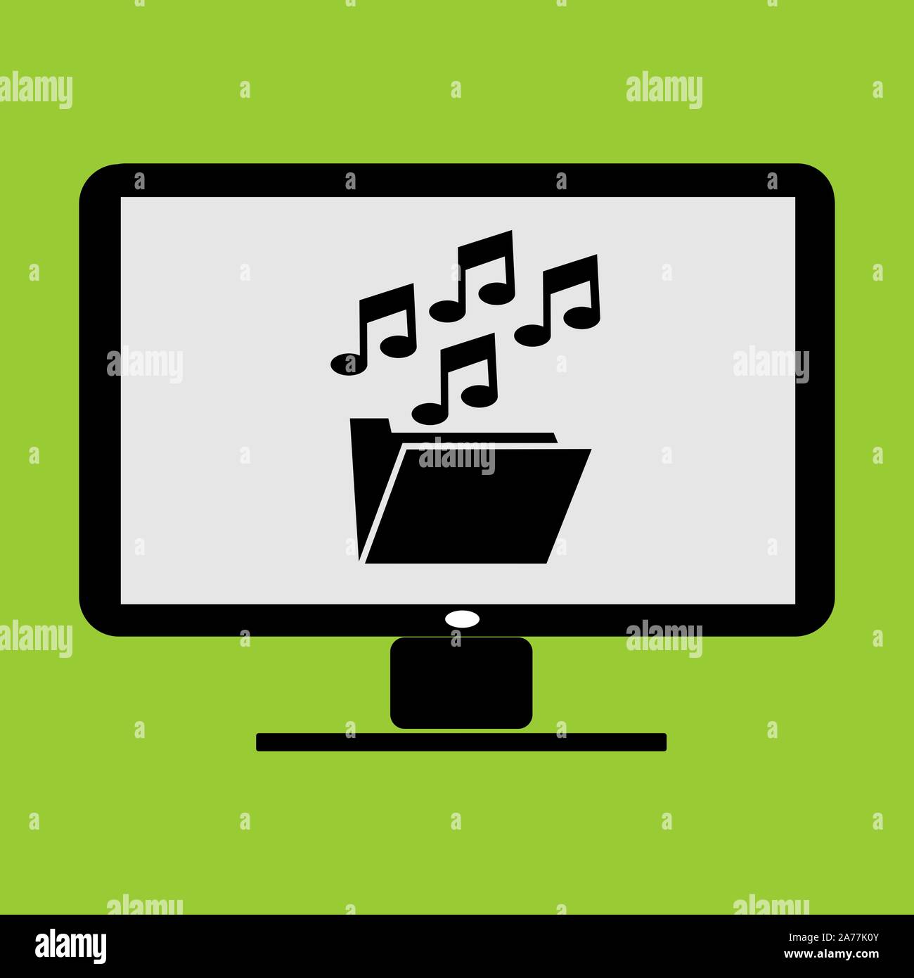 music and media folder thumbnail in LC monitor PC computer vector illustration and icon Stock Photo