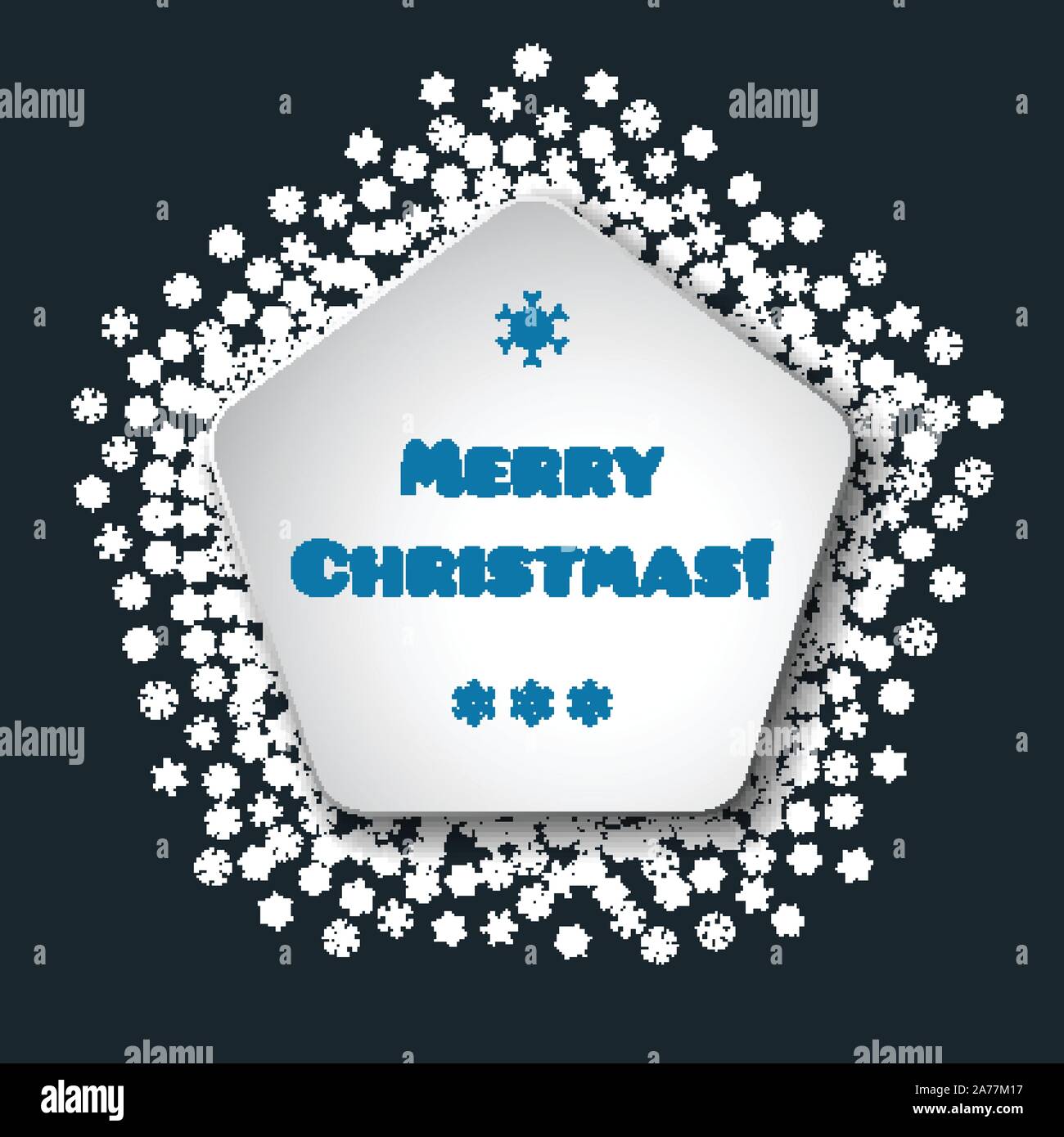 Scattered snowflakes under the retro frame Stock Vector