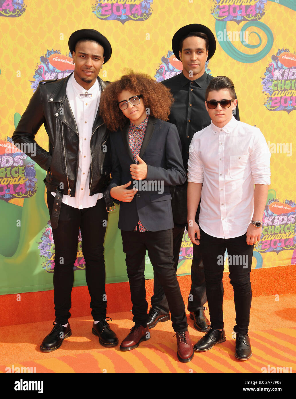 LOS CA - MARCH 29, 2014: Dance group Diversity - Jordan Banjo, Perri Kiely, Ashley Banjo & Mitchell Craske - Nickelodeon's Annual Kids' Choice Awards at the Galen