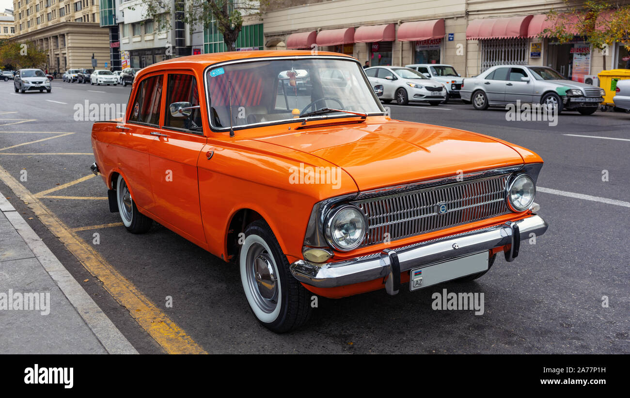 Azerbaijan, Baku, October 30, 2019 Retro car on the street of the capital Stock Photo