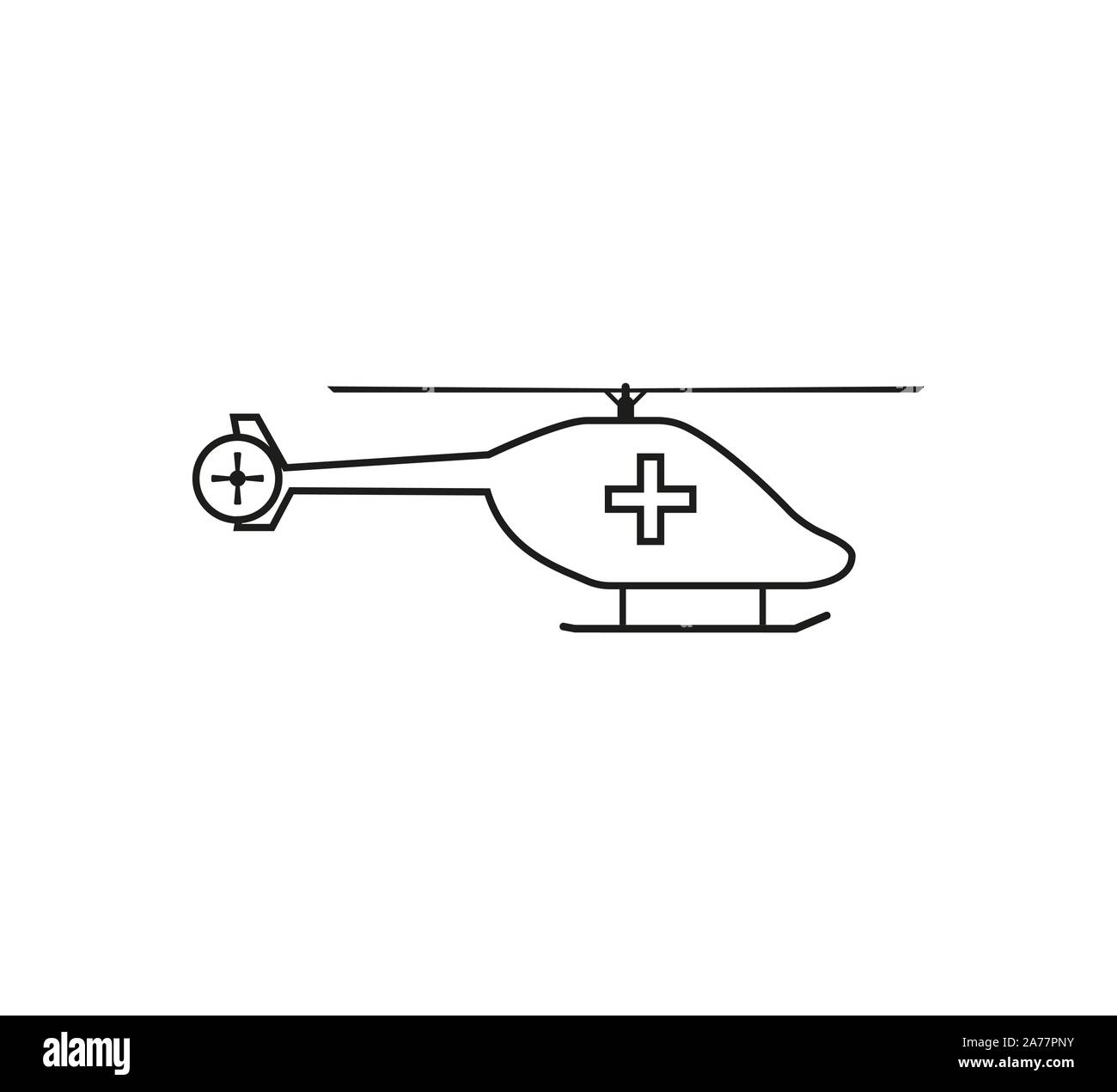 Medical Helicopter icon. Vector illustration, flat design. Stock Vector