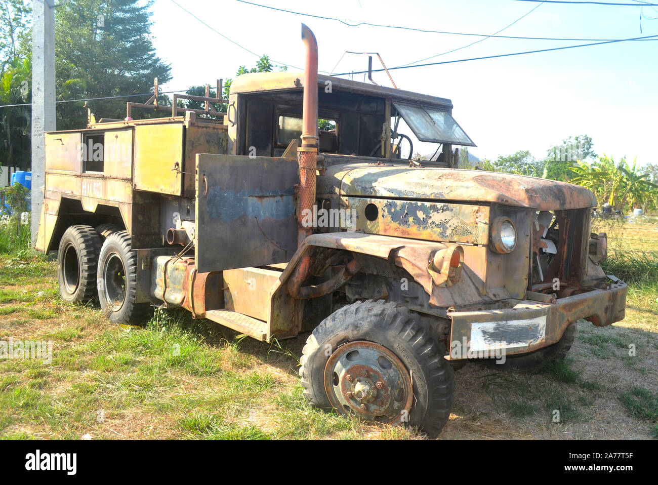 A rusty discarded truck I found on the roadside at Cha am Hua Hin Thailand Asia Stock Photo