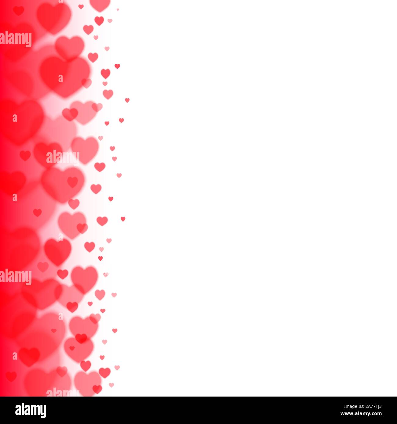 Valentines Day background with scattered blurred hearts Stock Vector