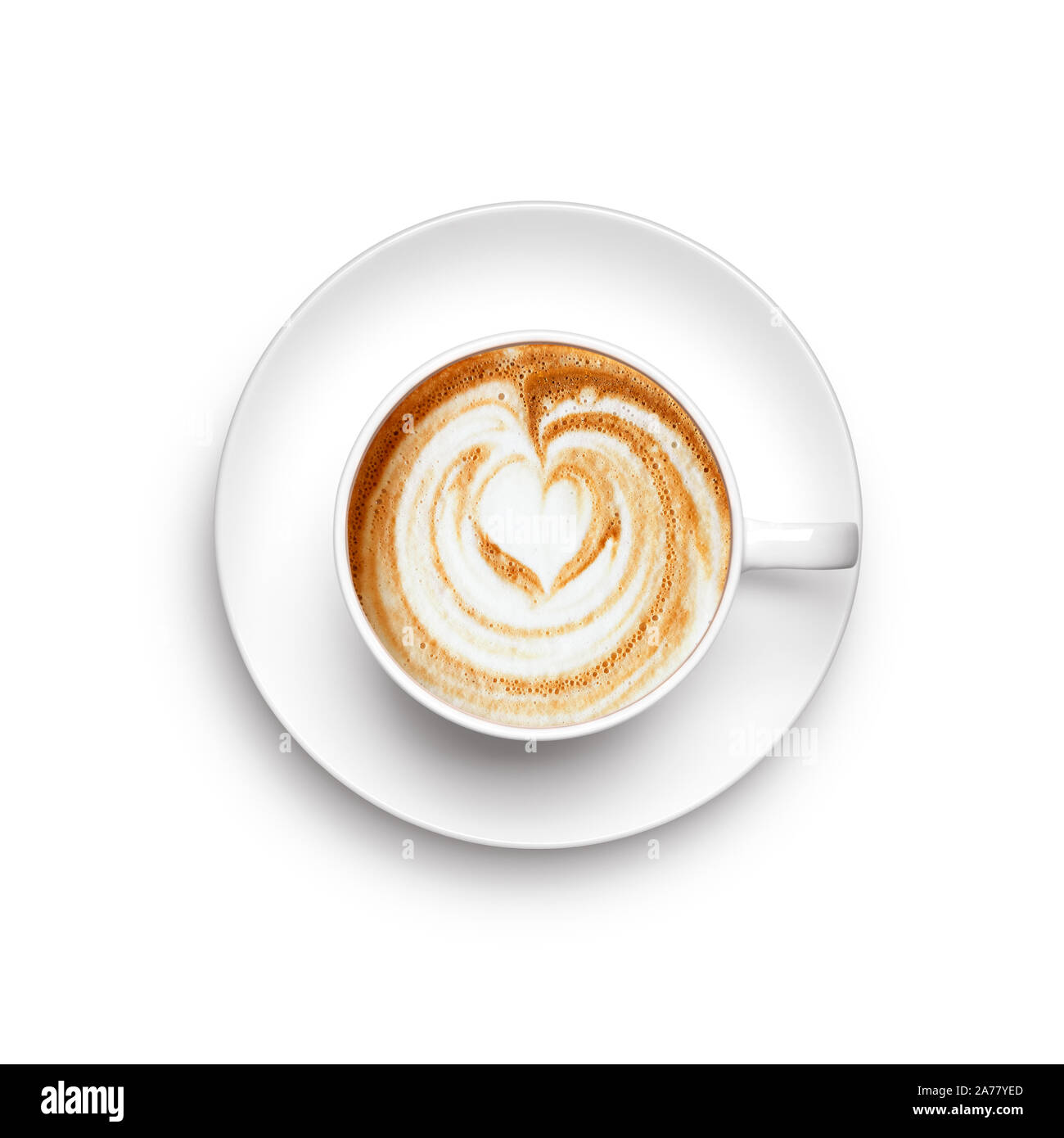 A cup of cappuccino over white background - top view Stock Photo - Alamy