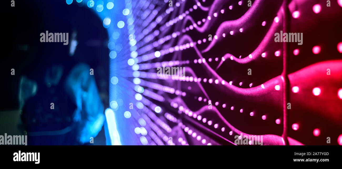 Abstract LED light wall, blurred background Stock Photo