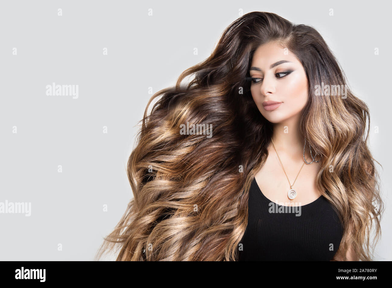 Wavy Hair Asian Model Stock Photos Wavy Hair Asian Model Stock