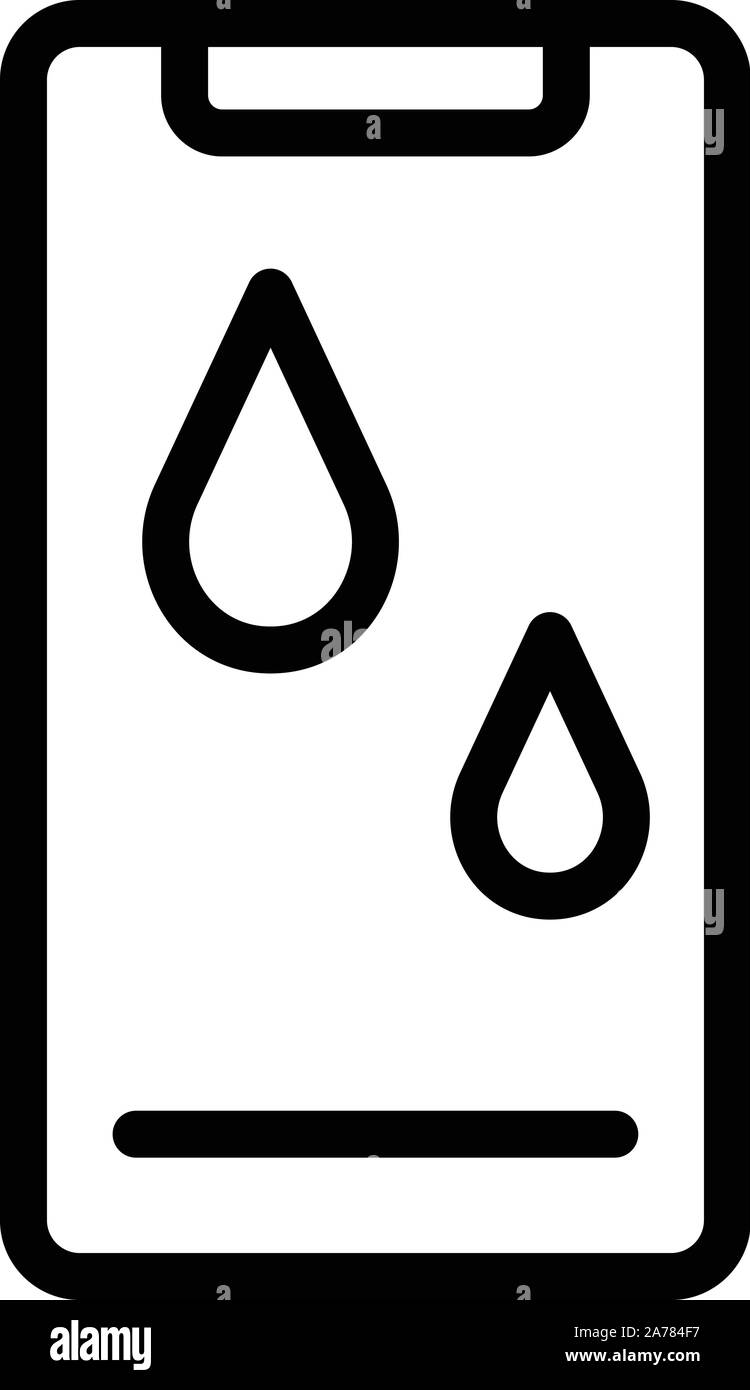 Underwater smartphone icon, outline style Stock Vector