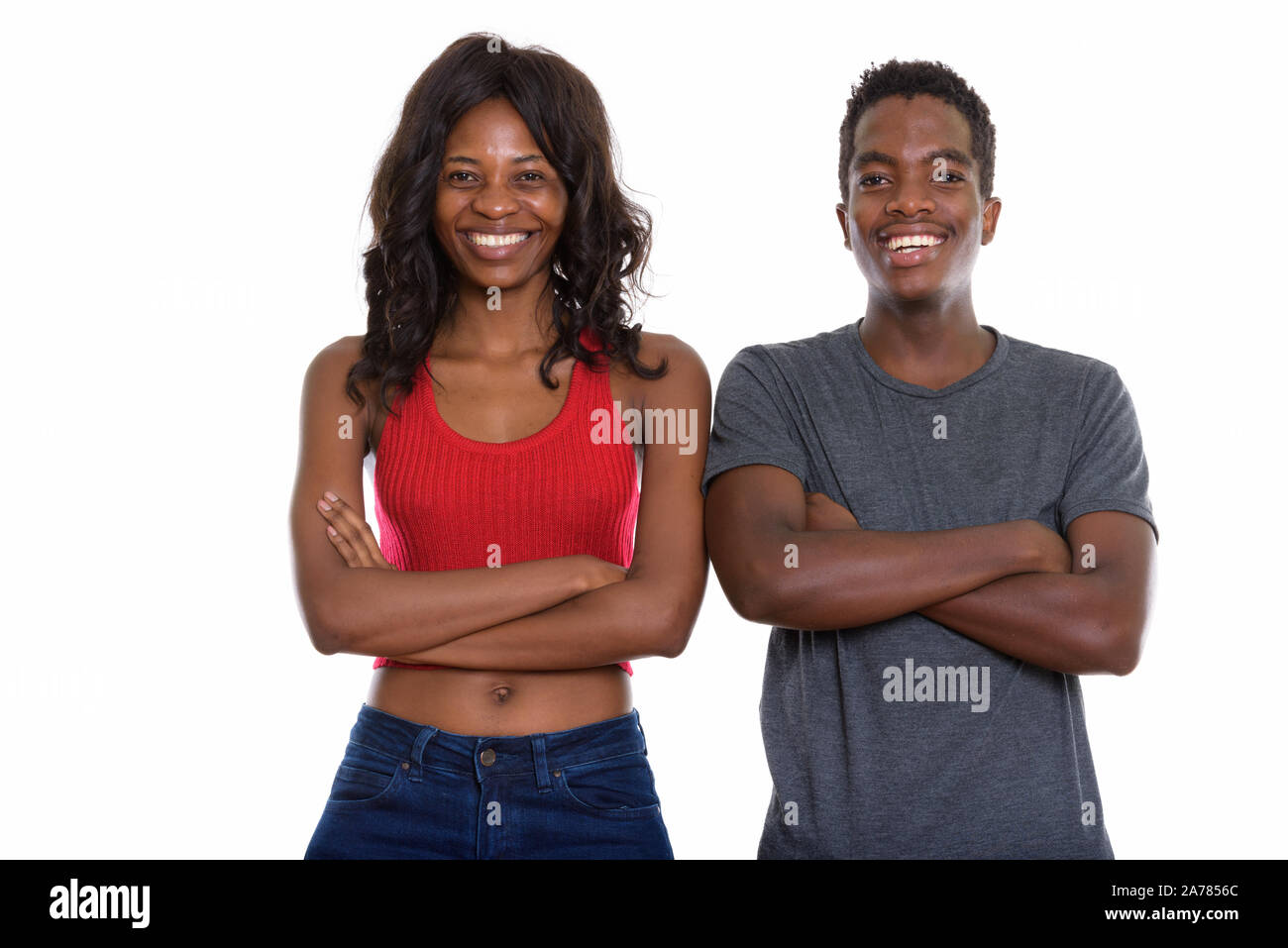Studio shot of young African siblings together Stock Photo - Alamy