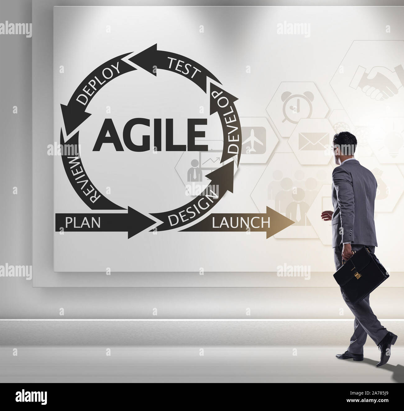 The businessman in agile software development concept Stock Photo