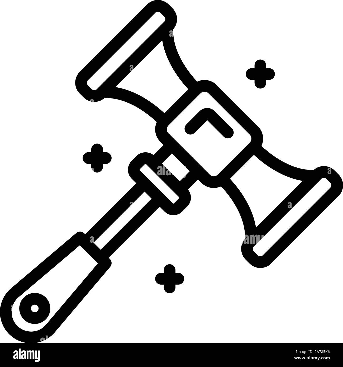 Medical hammer icon, outline style Stock Vector