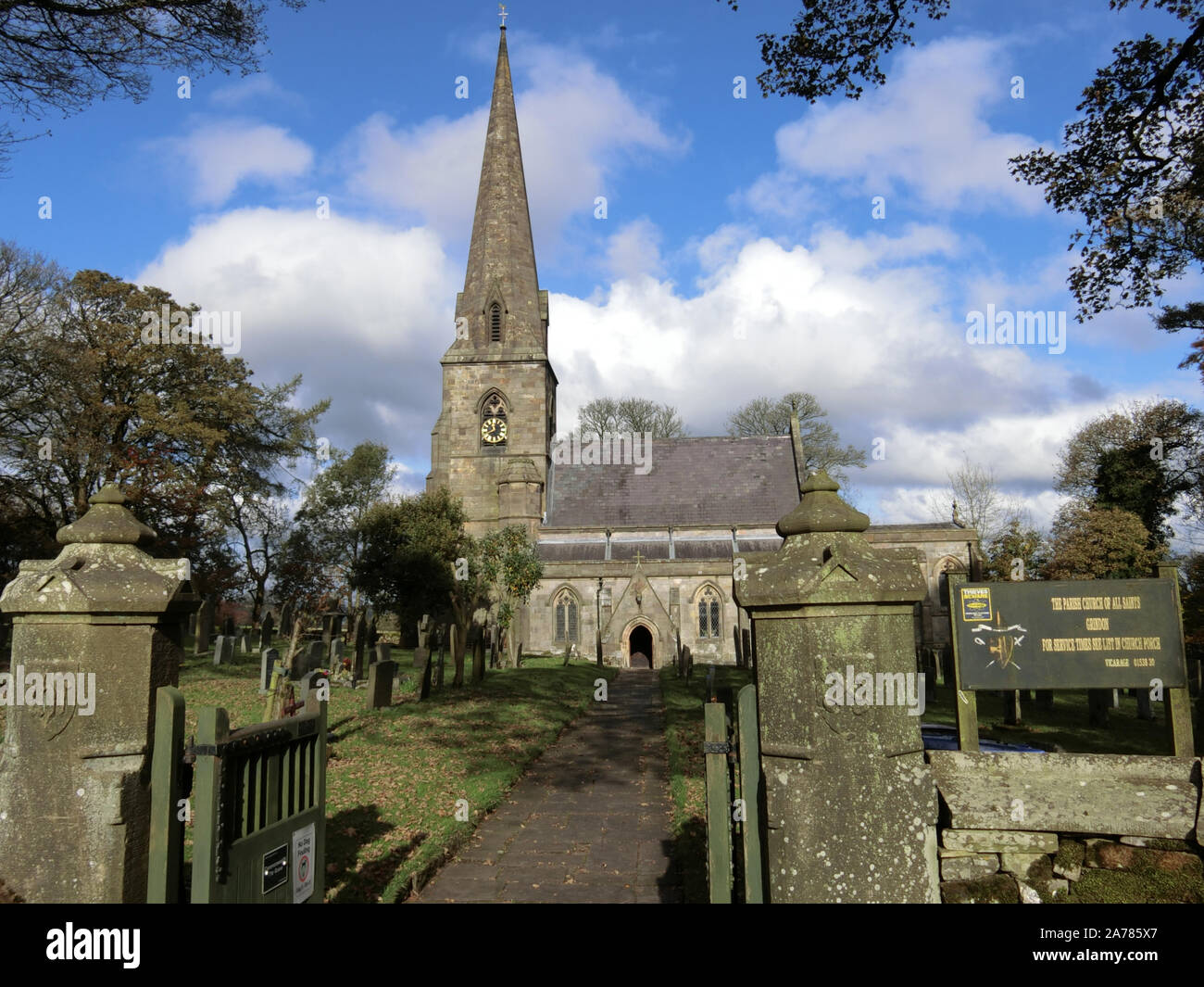 All Saints Anglican Church, Grindon Village, Peak District National Park, Staffordshire, England, UK Stock Photo