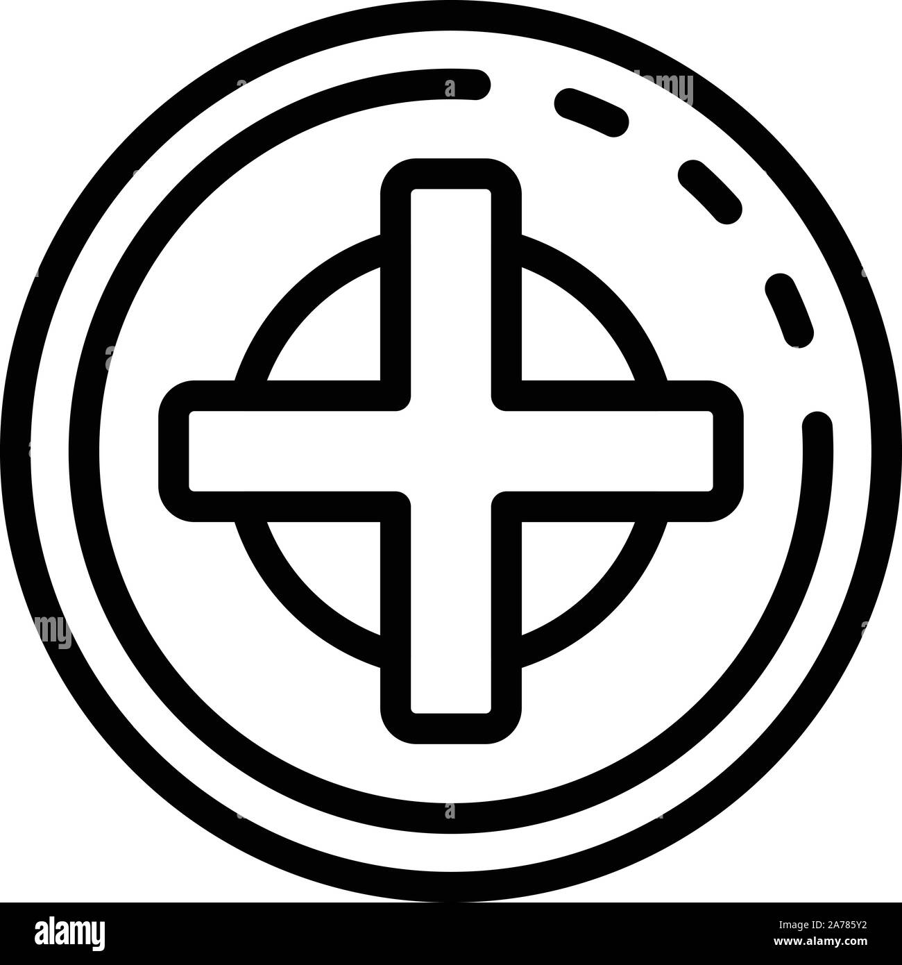 Medical cross icon, outline style Stock Vector