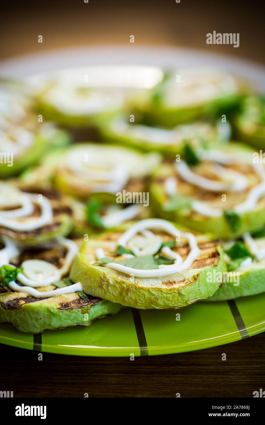 grilled zucchini slices with garlic and spices Stock Photo Alamy