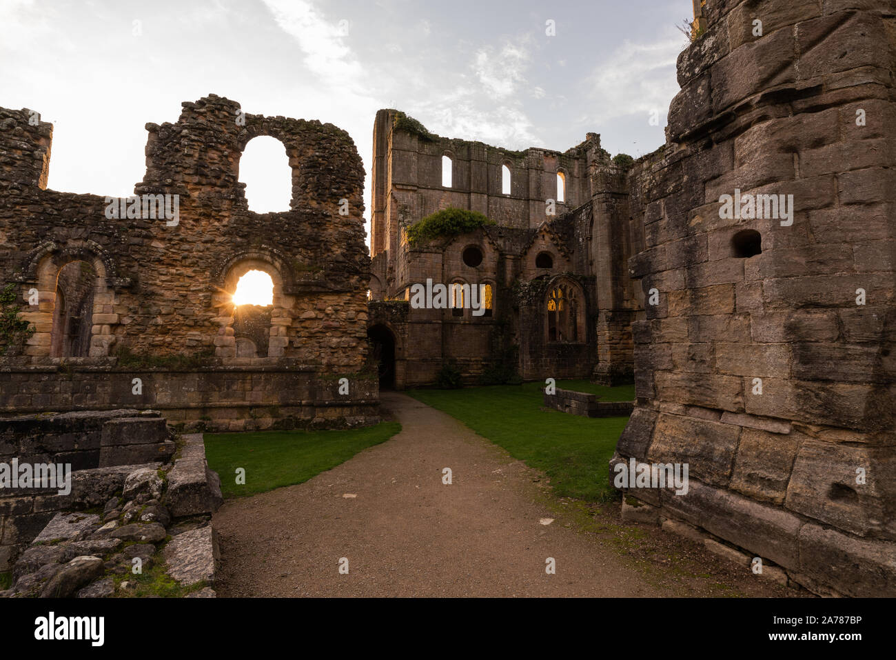 Magnificent Fountains Abbey in North Yorkshire Stock Photo