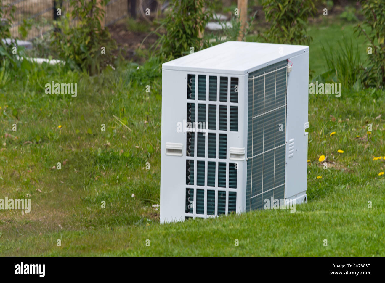 Air heat pump for heating a house Stock Photo