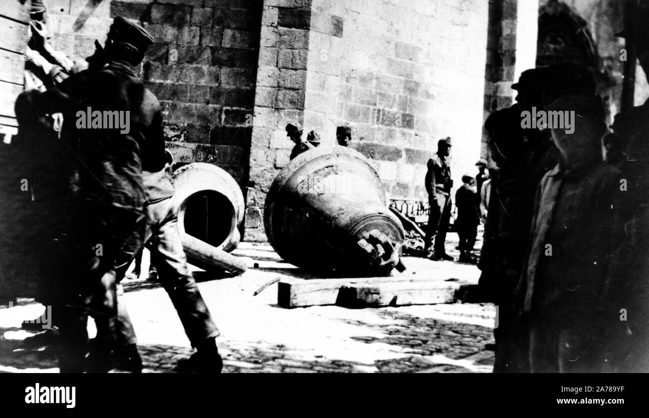 bells of the cathedral of udine used by Austrian cannons during World War II, in 1918 Stock Photo