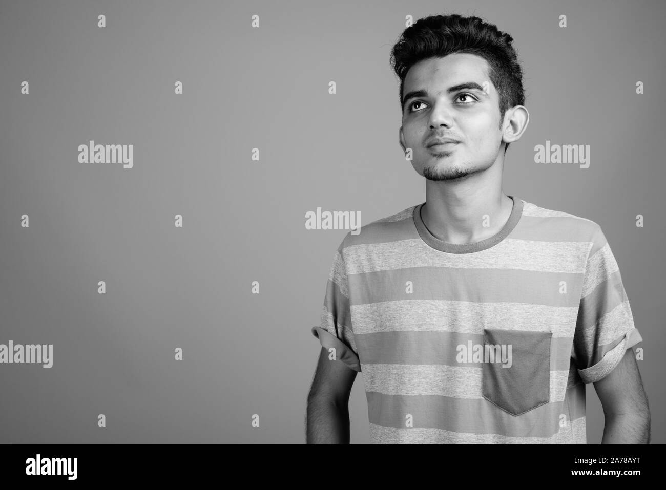 Portrait of young Indian man in black and white Stock Photo - Alamy