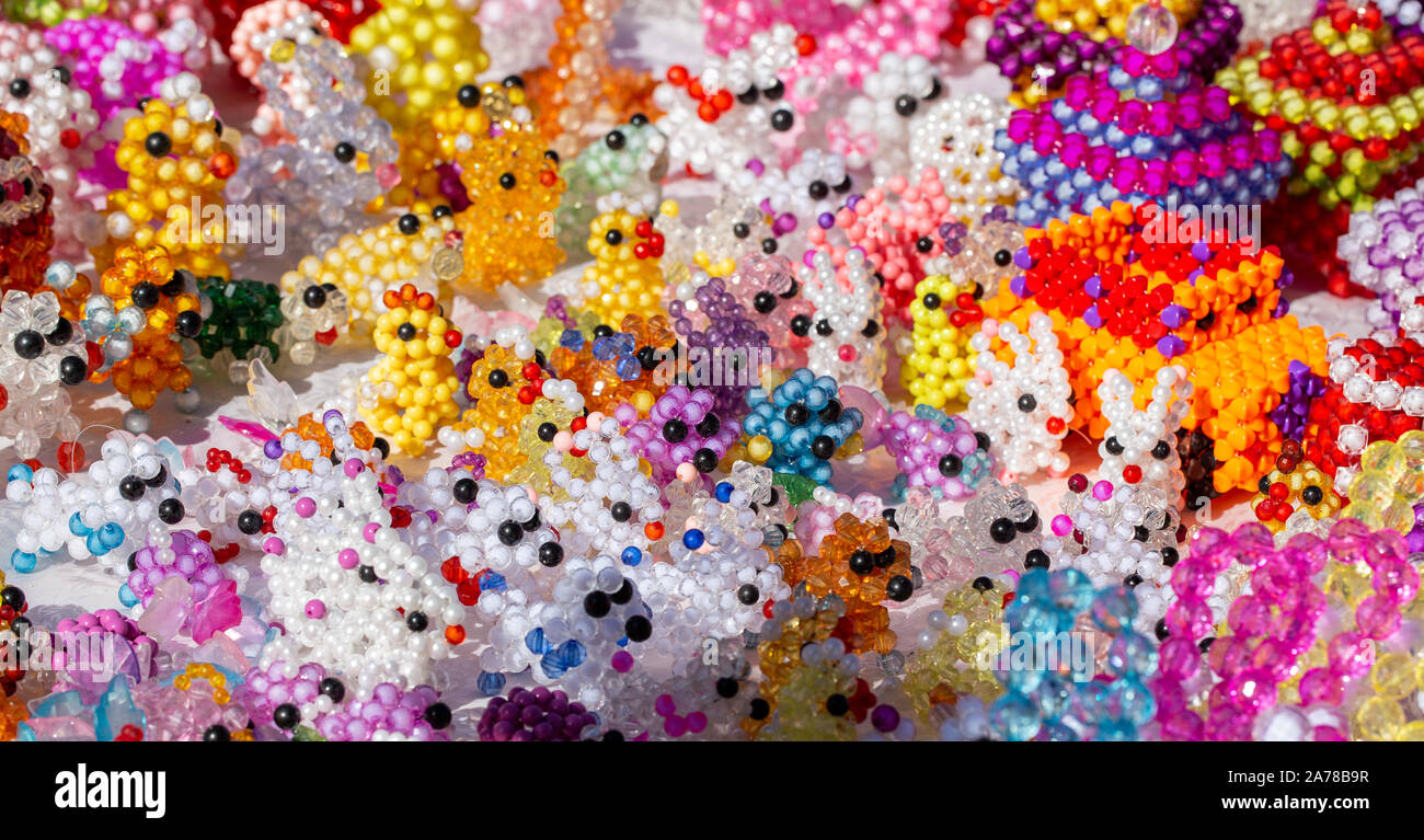 products from beads. hand made. hobbies for women. beads texture Stock  Photo - Alamy