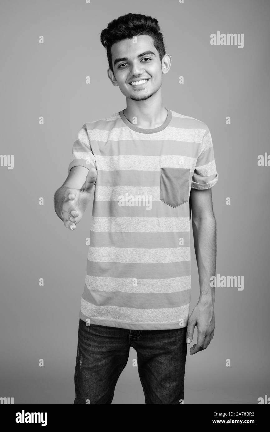 Portrait of young Indian man in black and white Stock Photo - Alamy