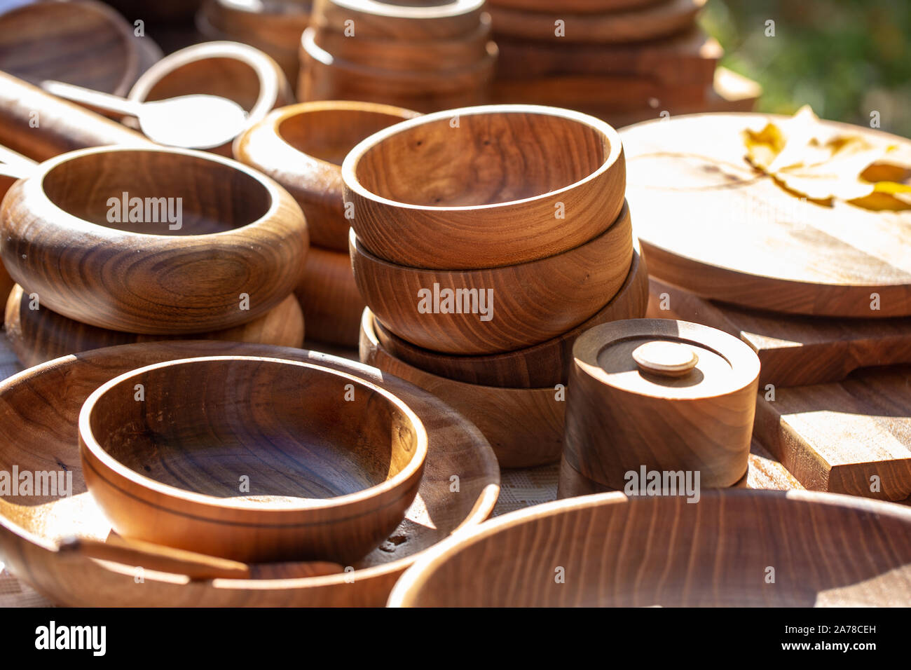 Wooden Utensils Natural Wood Kitchen Utensils Plates And Supplies Stock Photo Alamy