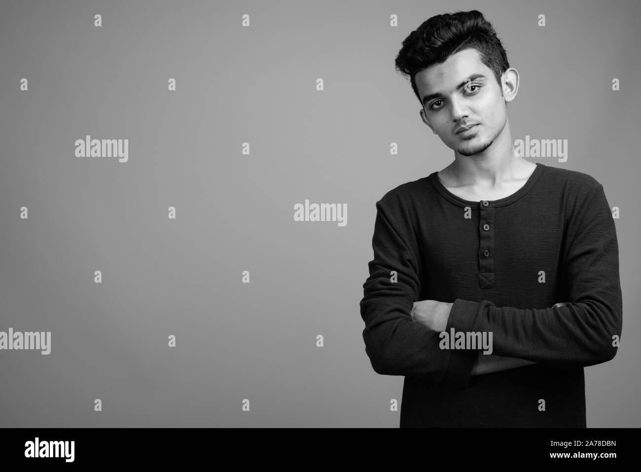 Portrait of young Indian man in black and white Stock Photo - Alamy