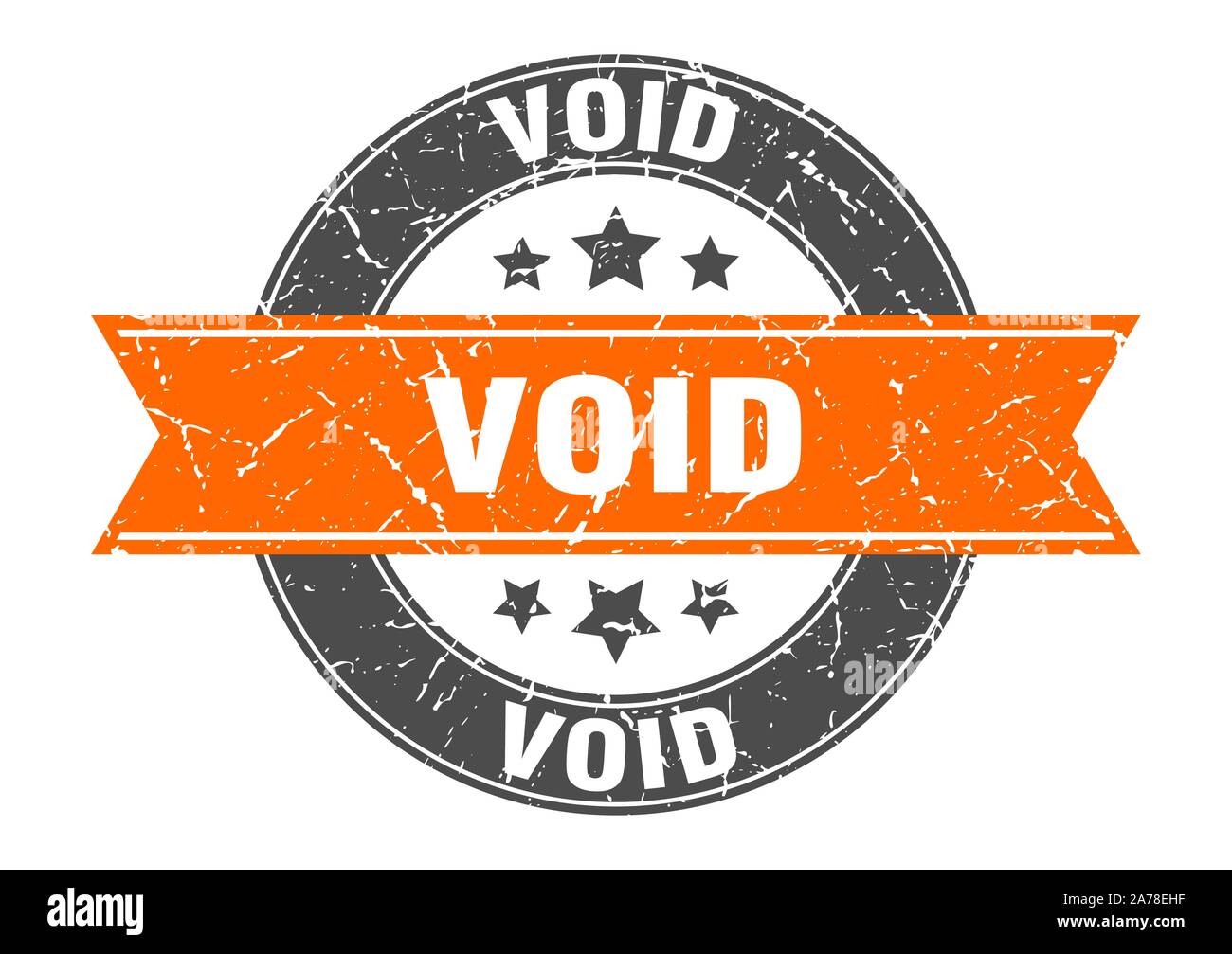 void round stamp with orange ribbon. void Stock Vector