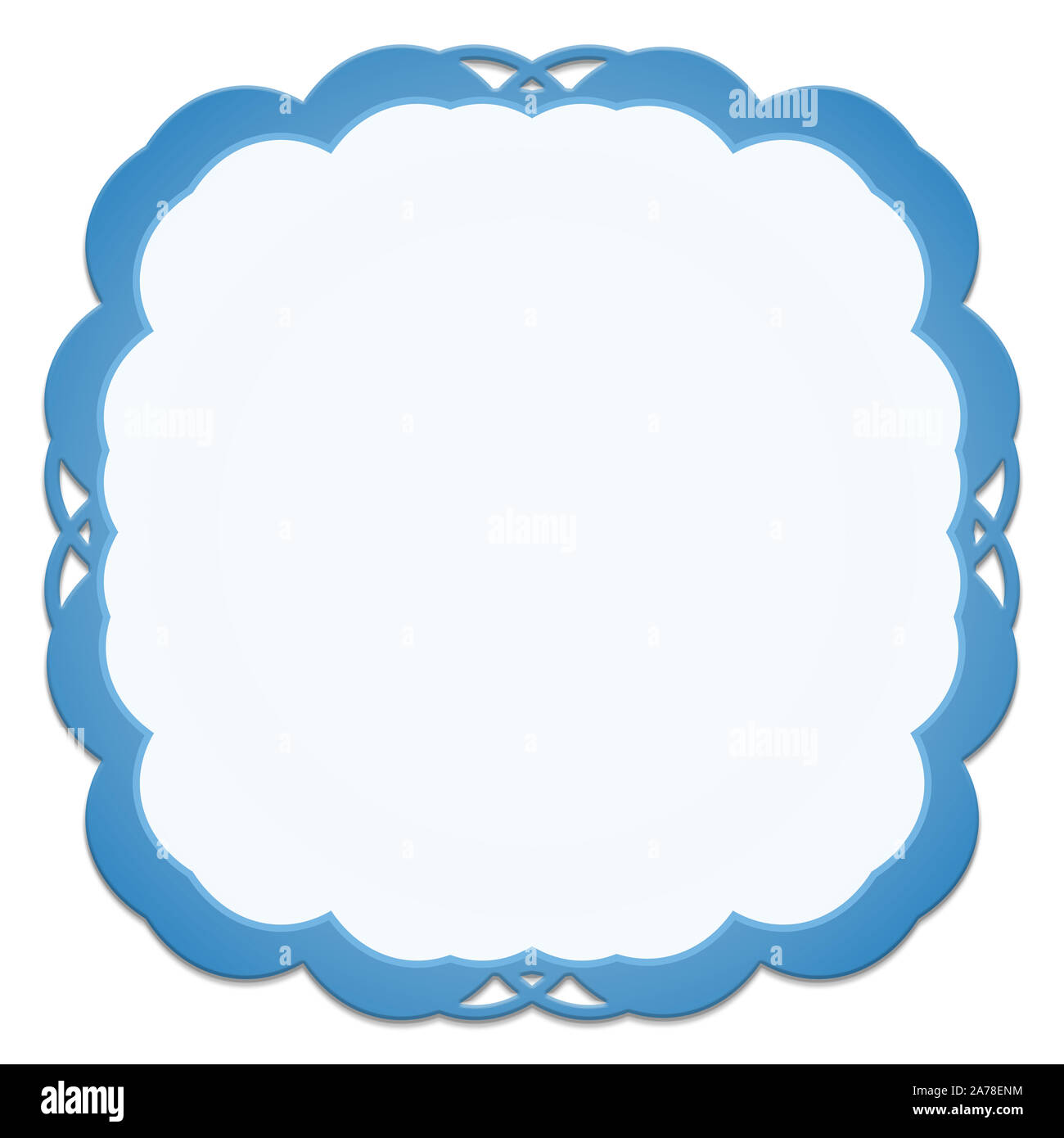Blue empty vintage frame on white background Stock Photo - Alamy