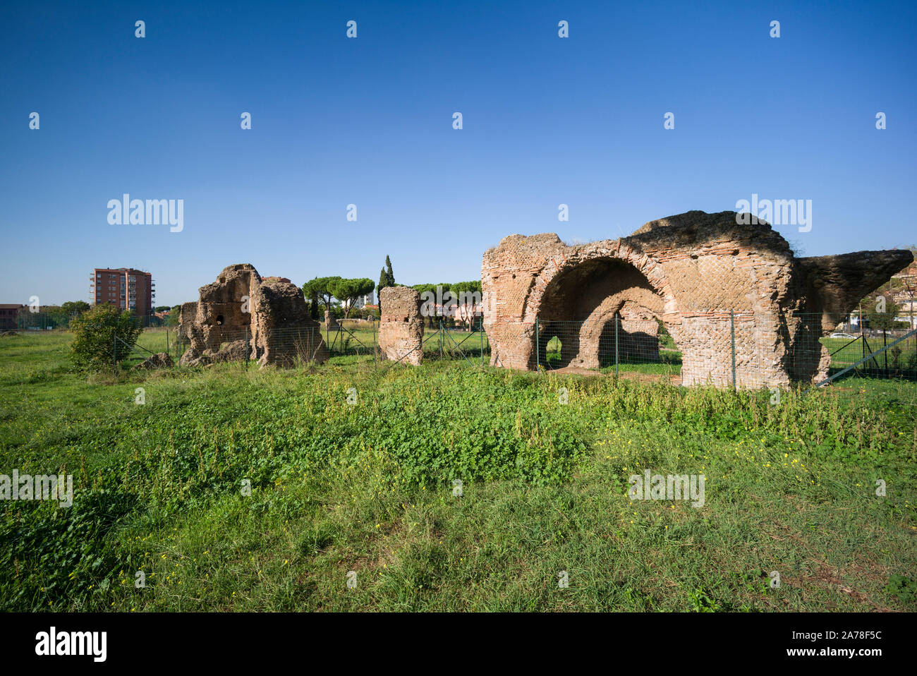 Rome. Italy. Parco degli Acquedotti, remains of the ancient Roman Villa delle Vignacce. Stock Photo