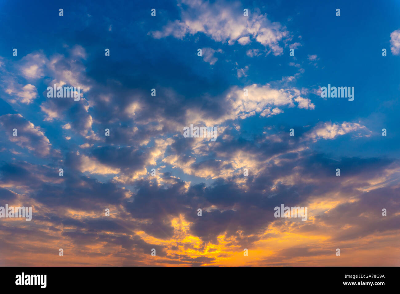 Amazing beauty evening sunset sky with clouds Stock Photo