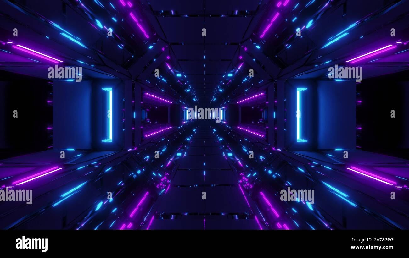 Futuristic Fantasy Scifi Space Galaxy Tunnel Corridor With Glass