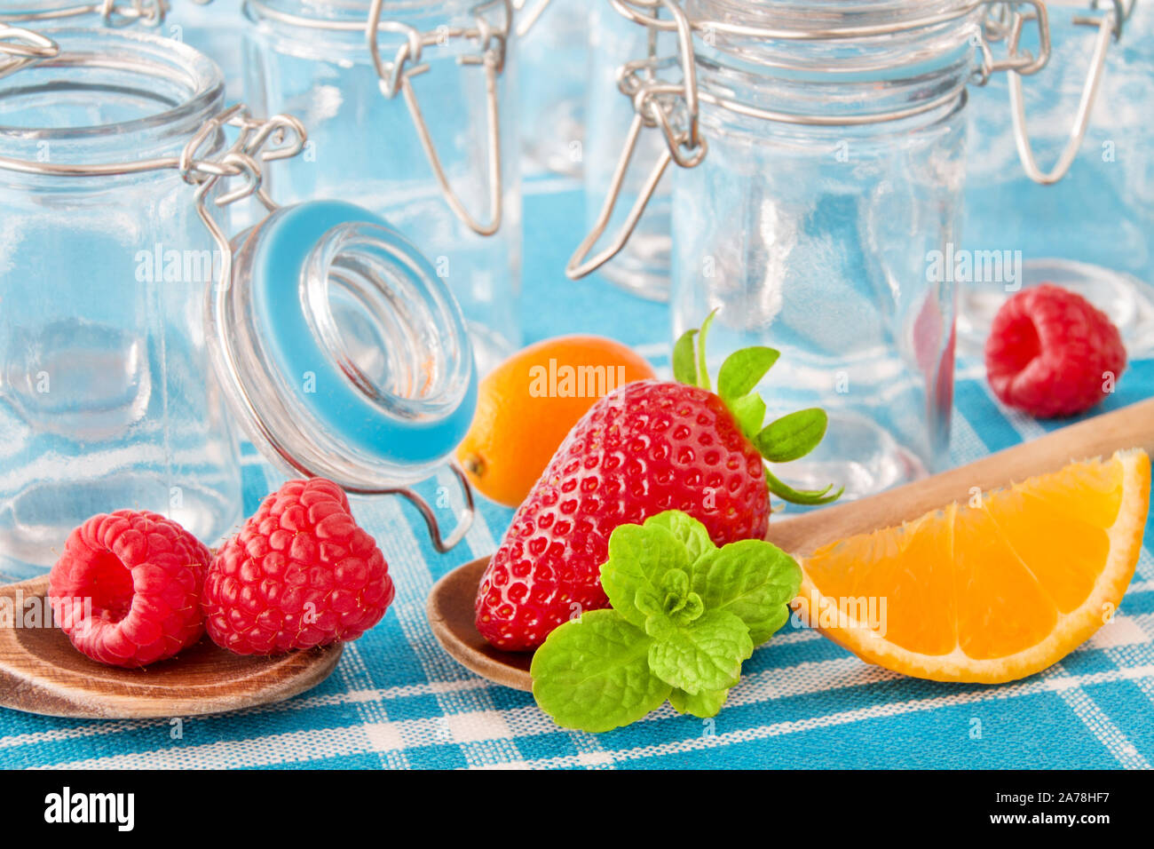 Preserving jars and fruits Stock Photo Alamy