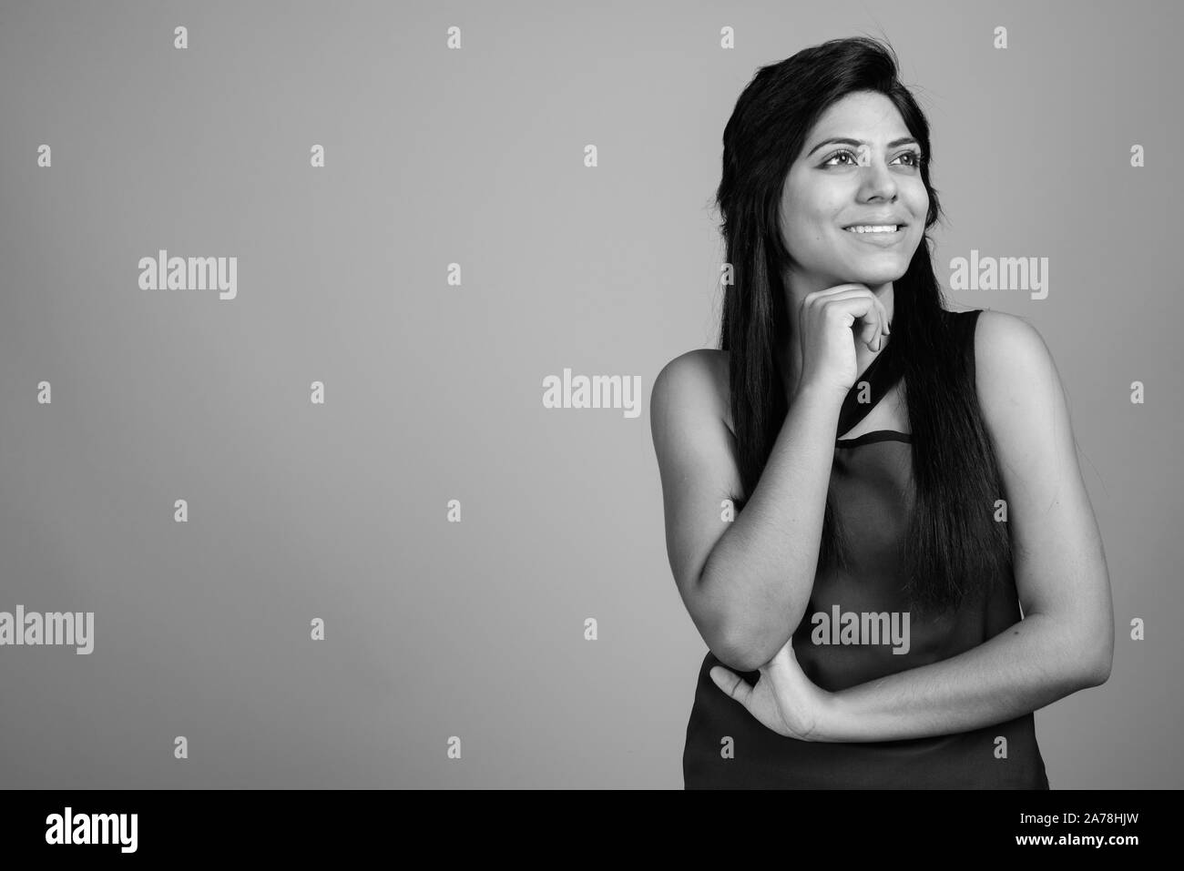 Portrait of young Indian woman in black and white Stock Photo - Alamy