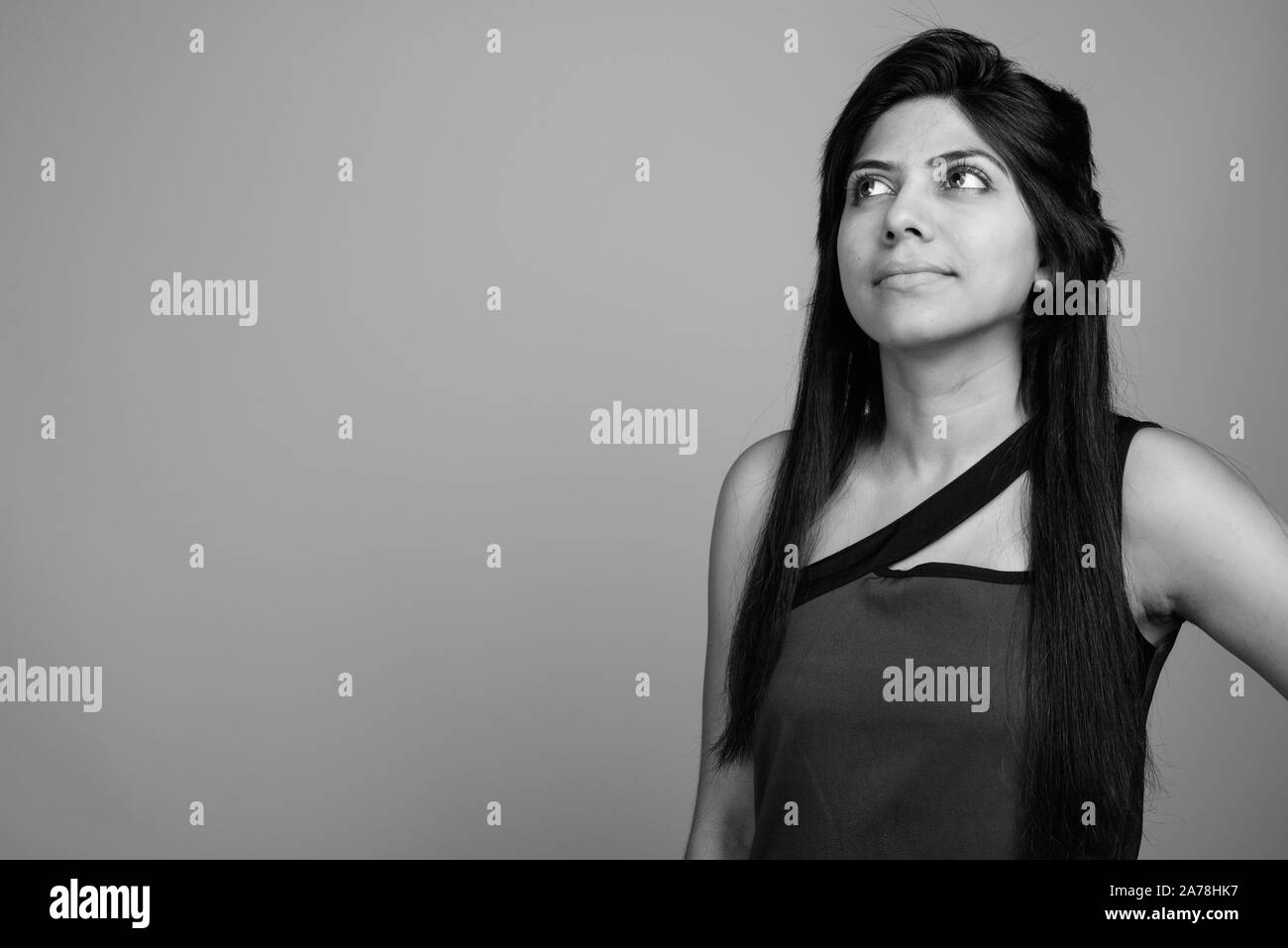 Portrait of young Indian woman in black and white Stock Photo - Alamy