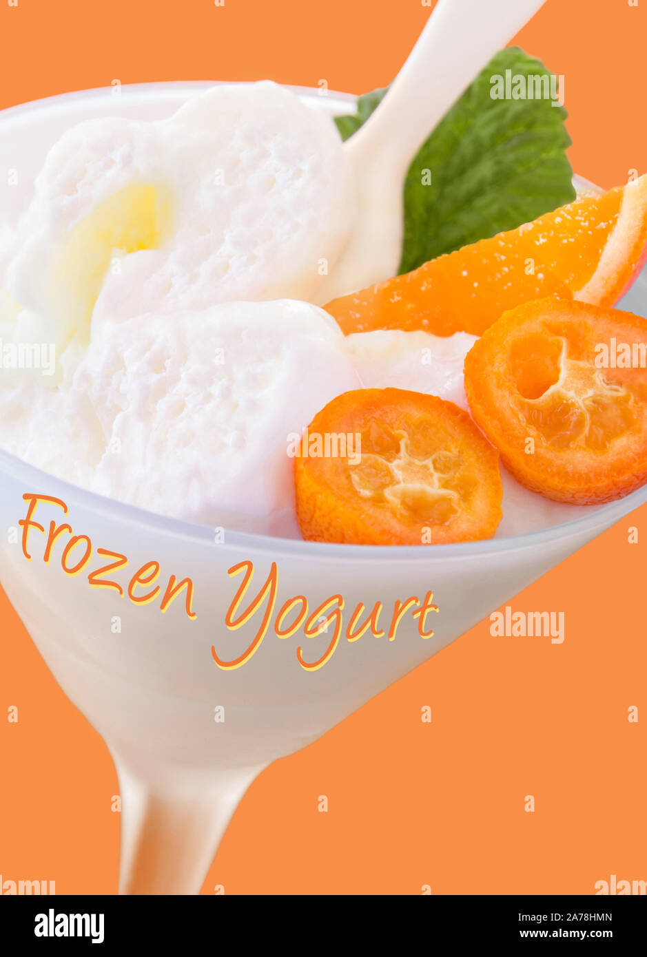 Frozen yoghurt in cocktail glass Stock Photo